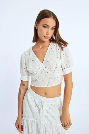 Marcy Crop Embroidered Top