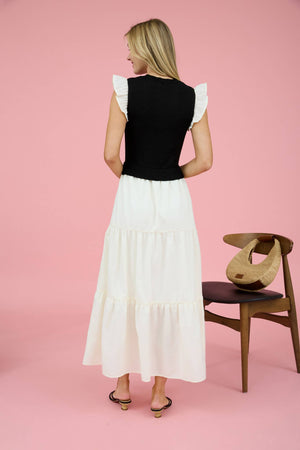 MIXED MEDIA SWEATER VEST DRESS