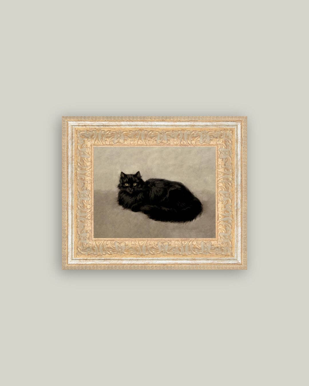 Black Cat Framed Antique Art