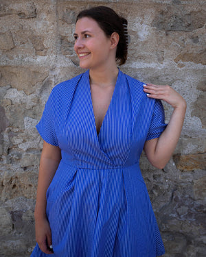 Lilia Woven Dress ( Blue Stripe)