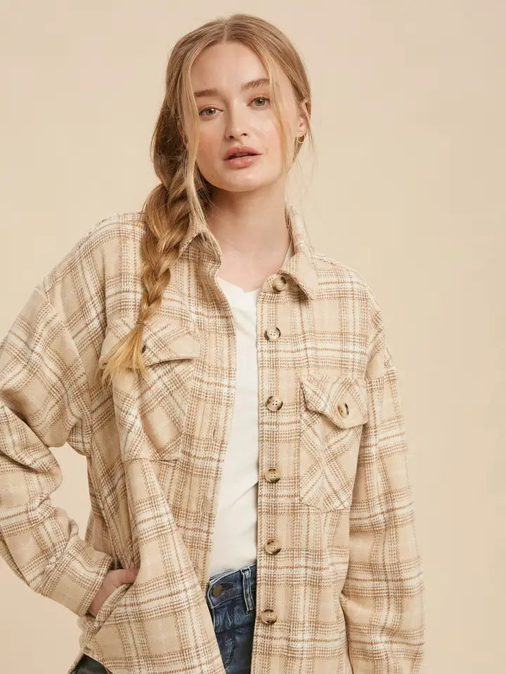 Plaid Shacket ( Natural )
