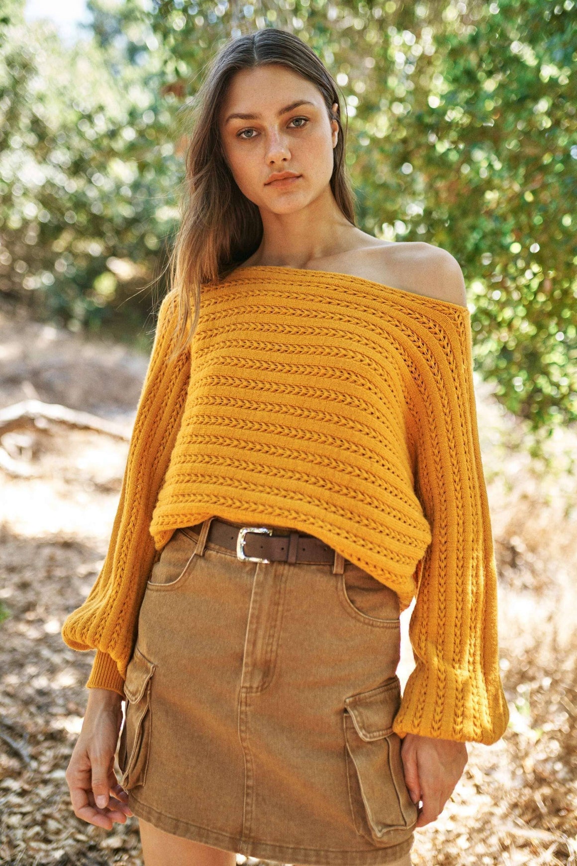 Off Shoulder Sweater( Mustard)