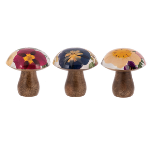 Pressed Flower Pattern Mushroom Decor