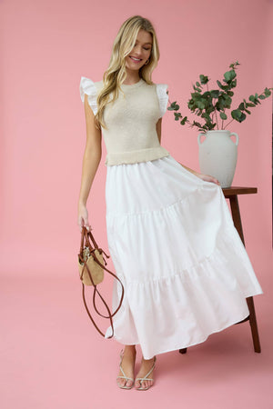 MIXED MEDIA SWEATER VEST DRESS