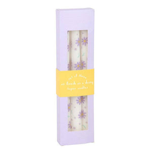 Set of 3 Purple Daisy Taper Candles