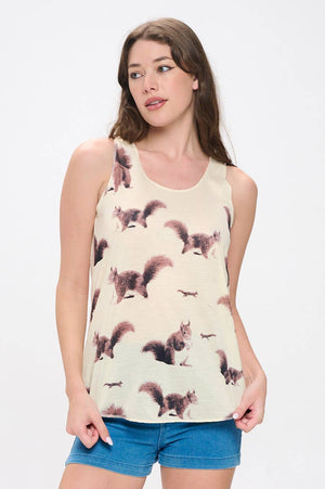 SQUIRREL PRINT TANK TOPS