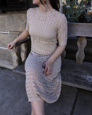 Liv  -Open Knit Crochet Midi Dress