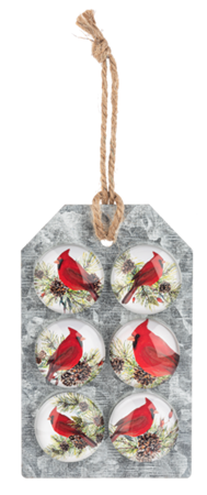 Cardinal with Pine Sprig Magnet