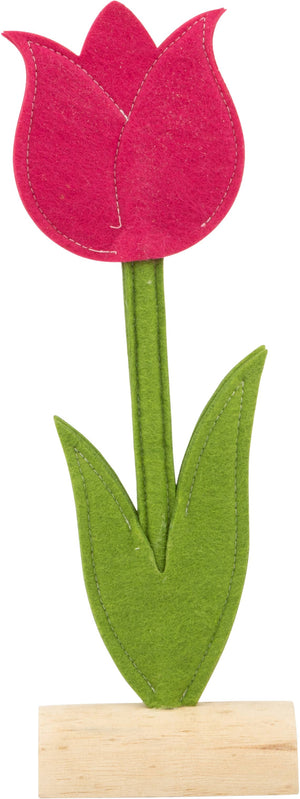 Small open fuchsia felt tulip