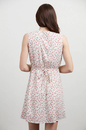 Red Tiny Floral Print Button Up Dress