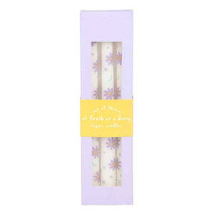 Set of 3 Purple Daisy Taper Candles