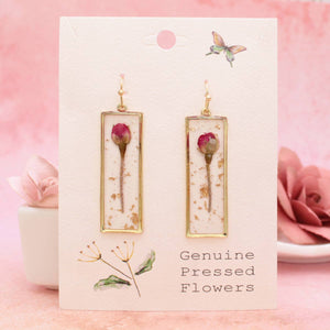 Pink  Dried Flower Earrings