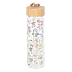 Floral Print Glass Water Bottle