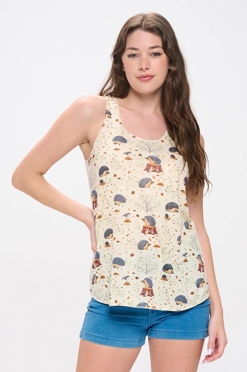 HEDGEHOG PRINT TANK TOPS