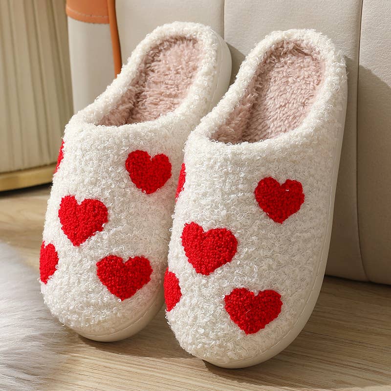 Love Heart Rainbow Plush Slippers