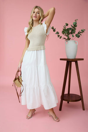 MIXED MEDIA SWEATER VEST DRESS