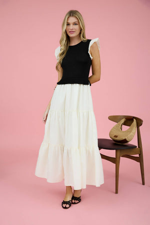 MIXED MEDIA SWEATER VEST DRESS