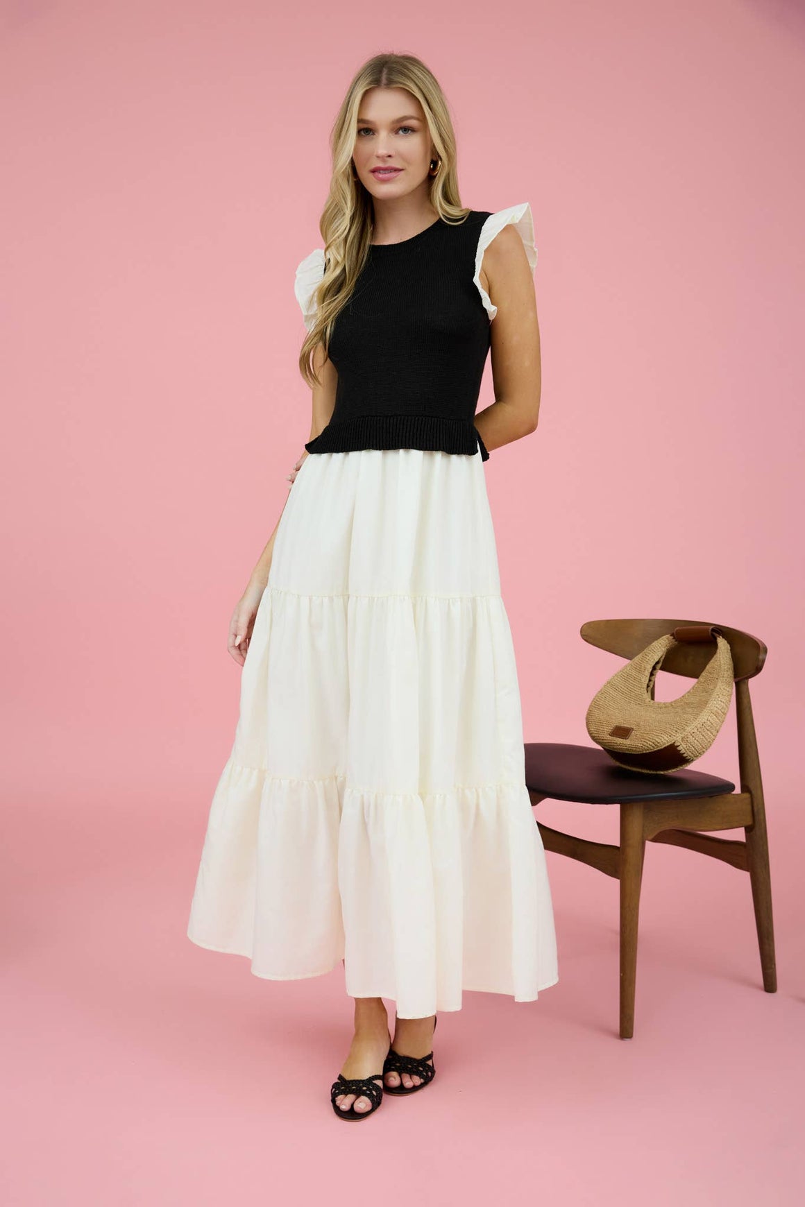 MIXED MEDIA SWEATER VEST DRESS