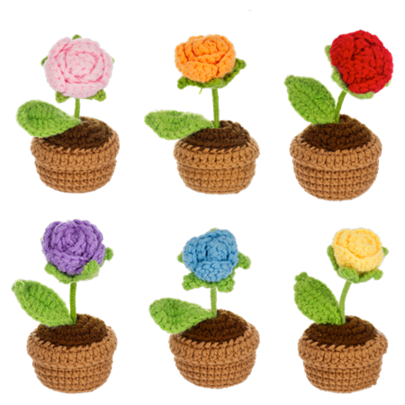 Crochet Mini Flower Pot ( Asst)