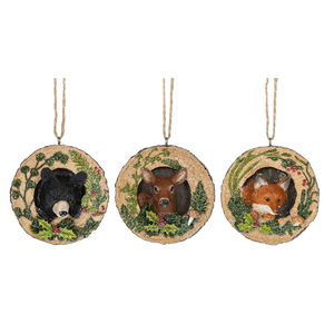 Wood Sliced Disk Animal Orn