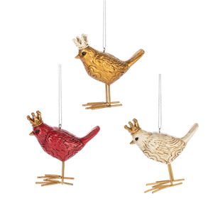 Crowned Bird Ornaments