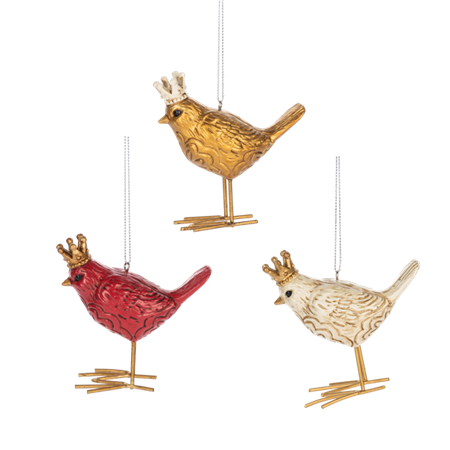 Crowned Bird Ornaments