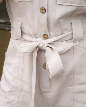 Button Down Belted Utility Romper