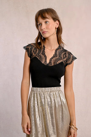 Trina Lace Sleeve T-Shirt