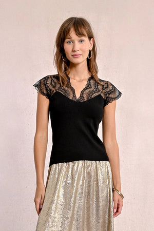 Trina Lace Sleeve T-Shirt