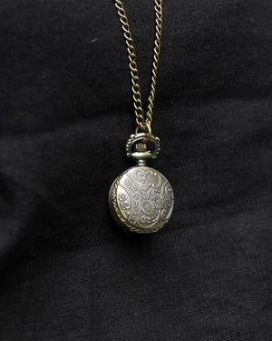 Antiqued Gold Metal Pocket Watch Necklace