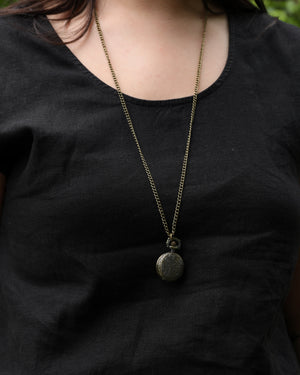 Antiqued Gold Metal Pocket Watch Necklace