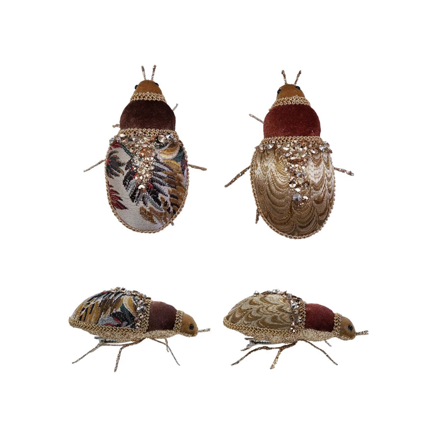 Fabric Jacquard & Velvet Bug Clip-on Orn.