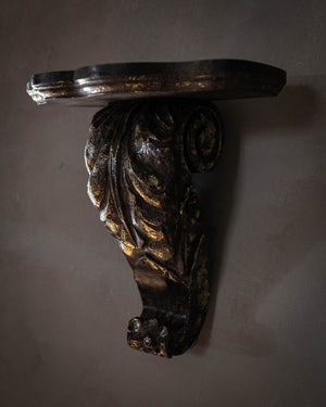 Hand-Carved Wood Acanthus Corbel Floating Wall Shelf